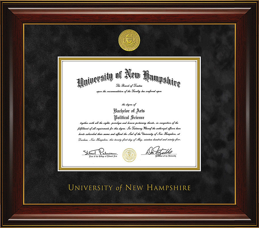 UNH diploma frame w/ coin Black Suede/Gold